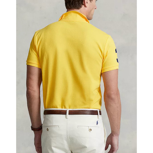 Men’s Polo Ralph Lauren Triple Pony Custom Slim Fit Yellow Polo Shirt Size XL - Picture 3 of 13